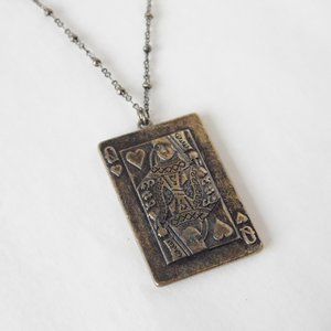 Queen of Hearts Lucky Brand brass necklace